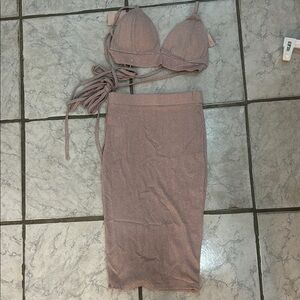 Elegant Pink Women's Skirt Set